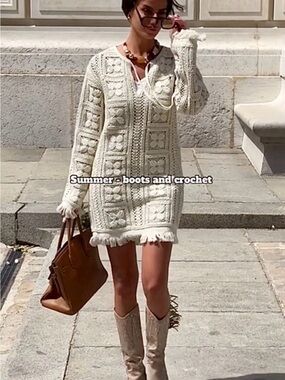 H&M Edition Crochet Open-Knit Tunic with Tie Front